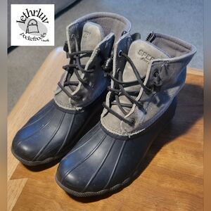 Sperry Gray and Black Saltwater Duck Boots Size 7